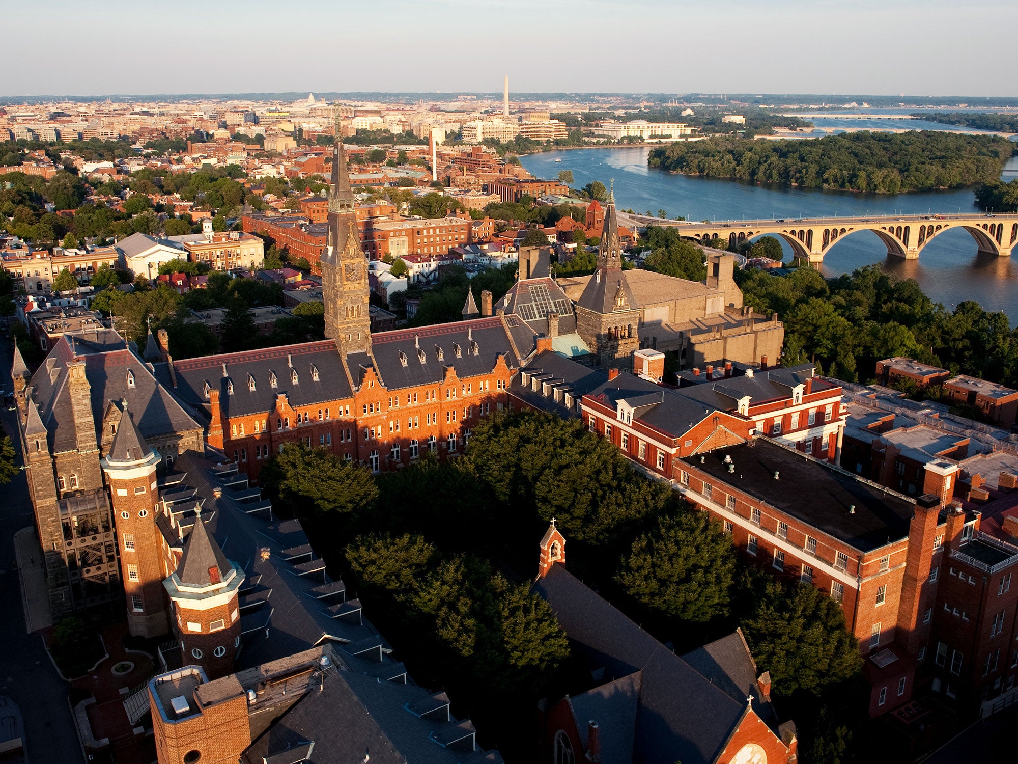 Aerial view of Georgetown and DC Skyline