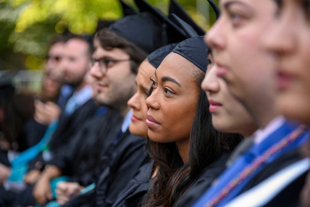 Students at commencement ceremony in 2018