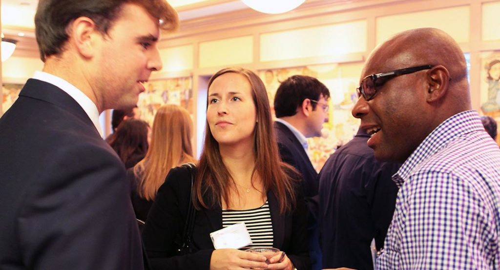 Alumni at a networking event