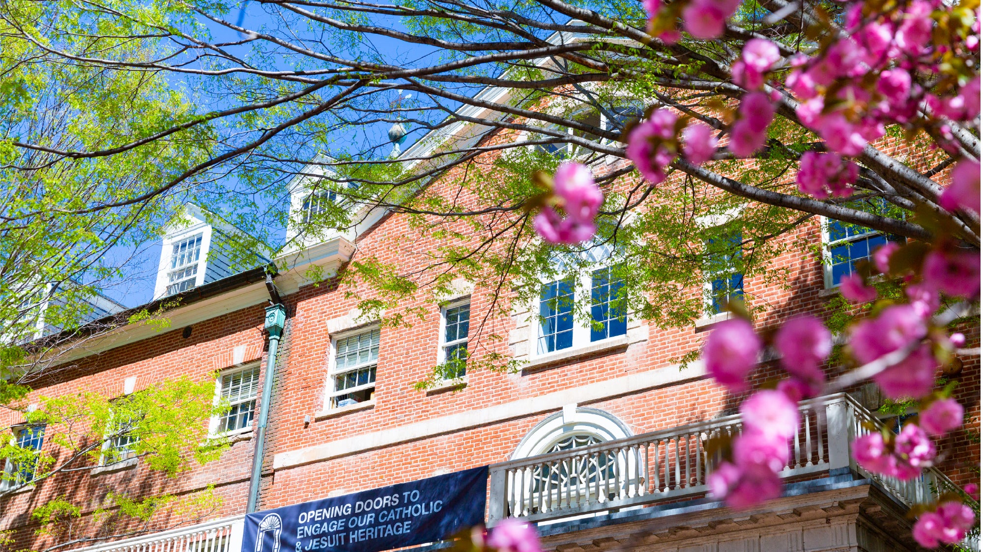 Old north with flowers in front