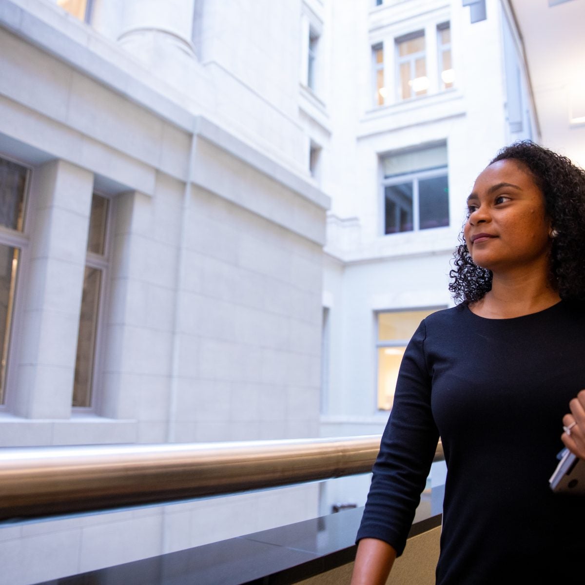 Student in government building