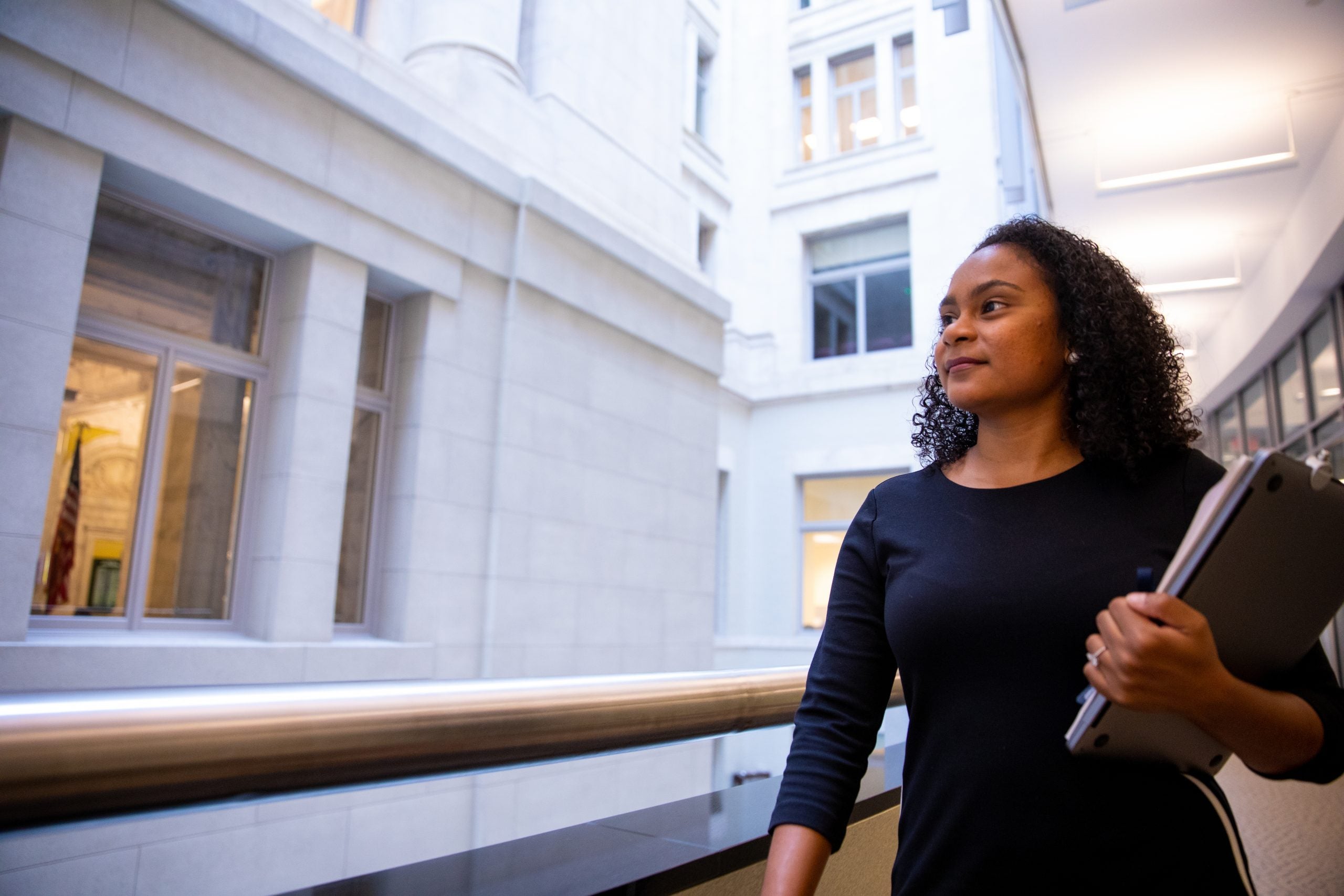 Student in government building