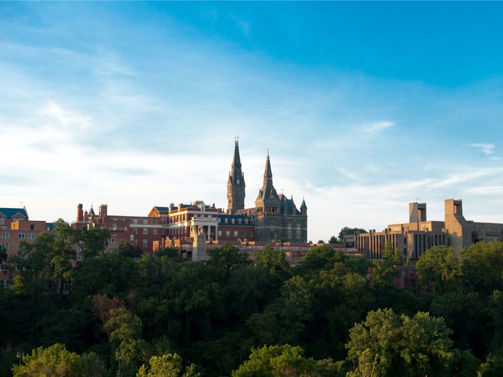 Skyline view of Georgetown University from the Potomac River