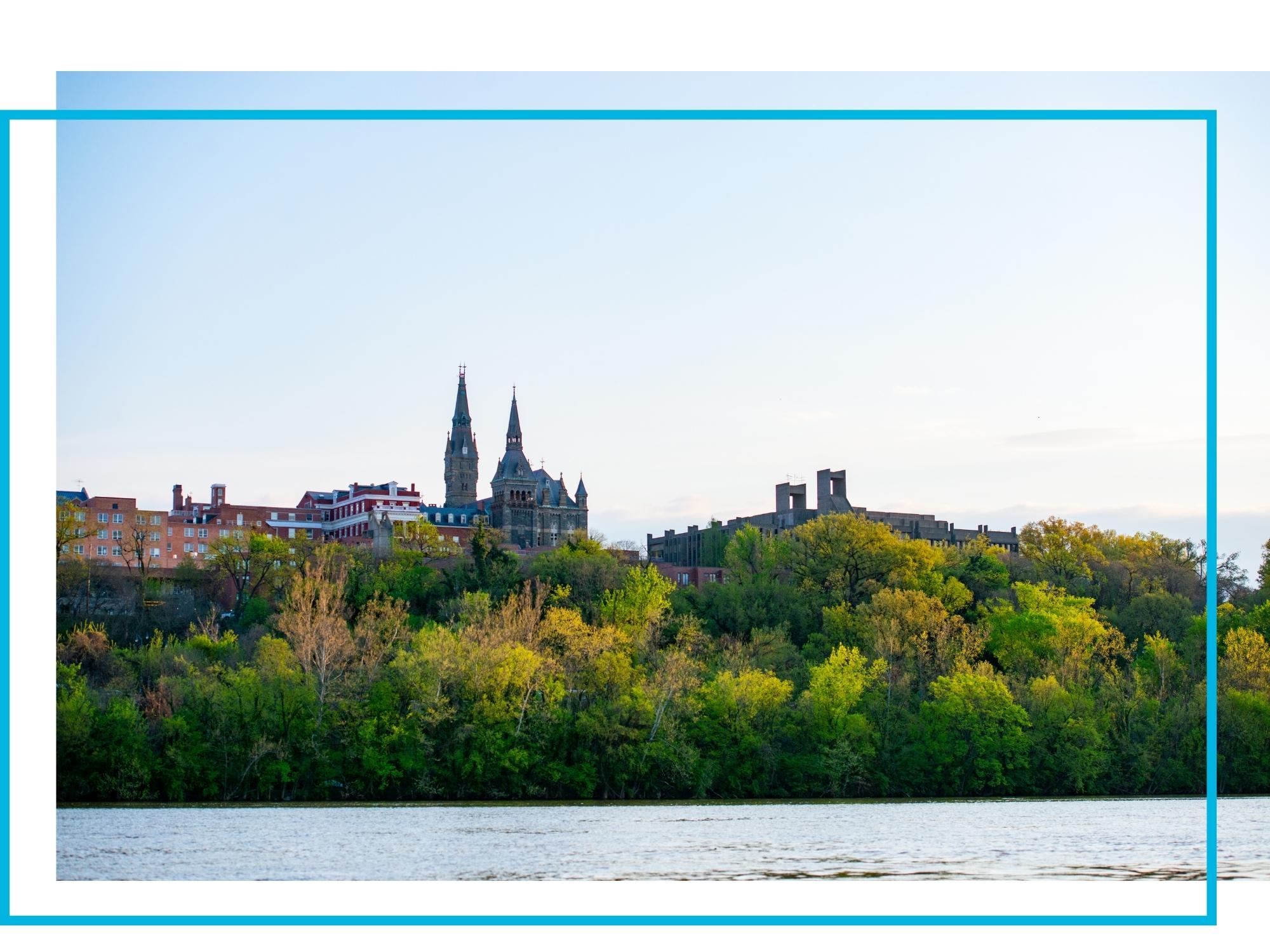 Photo of Georgetown campus from the potomac