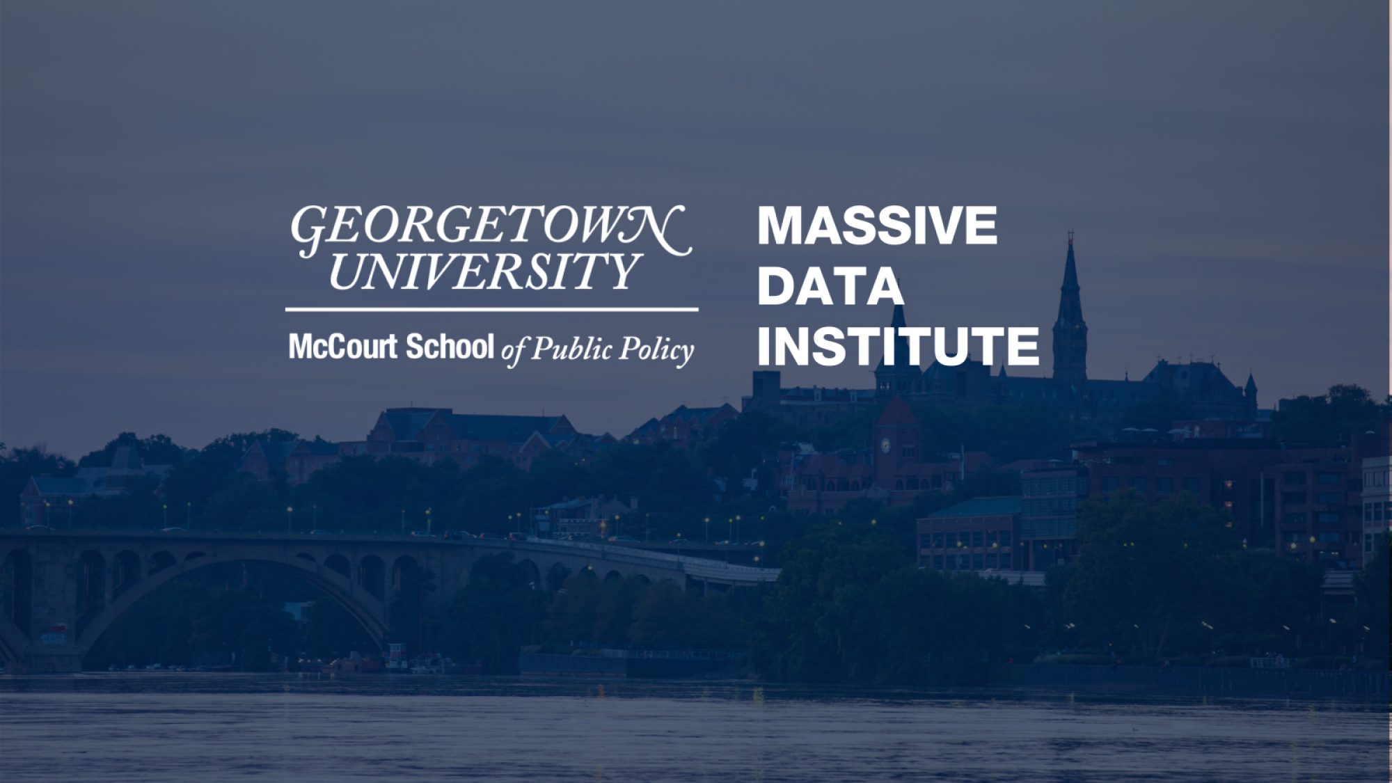 Massive Data Institute logo on background of skyline view of Georgetown University