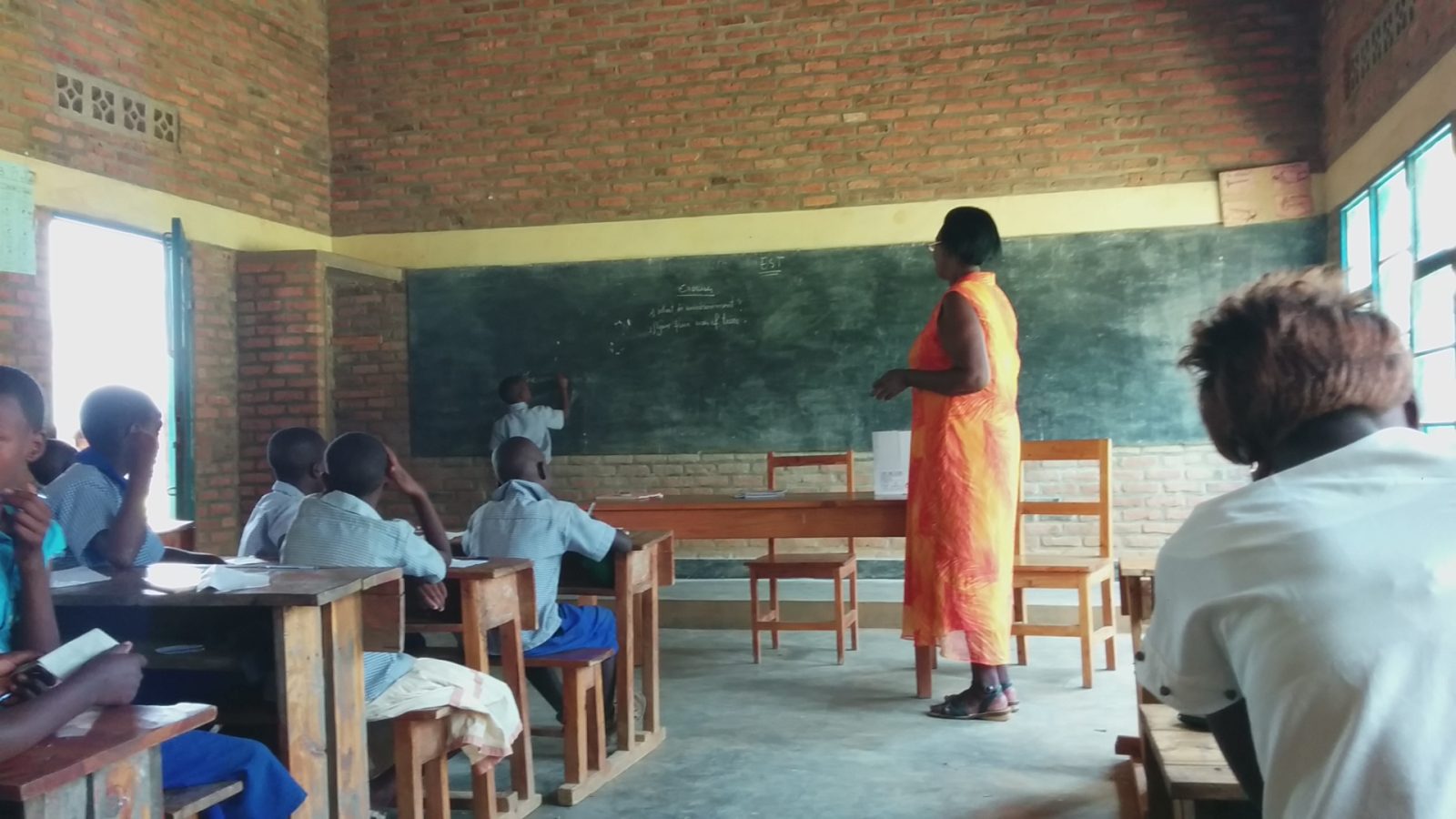 A teacher leads a primary school class in Bugesera District, Rwanda