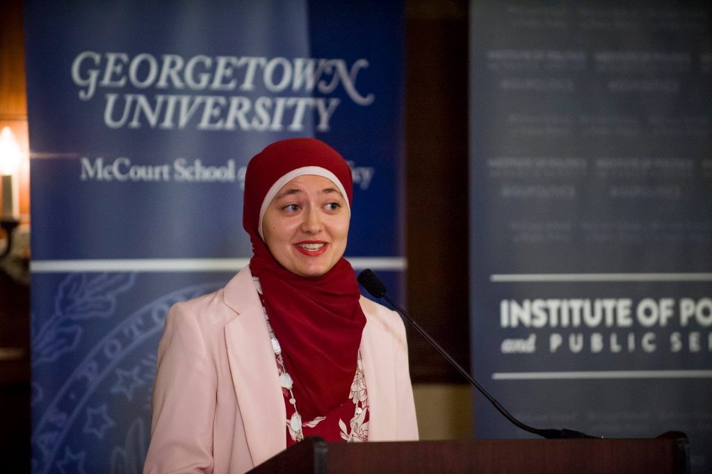 Ruwa Romman speaking at Georgetown University
