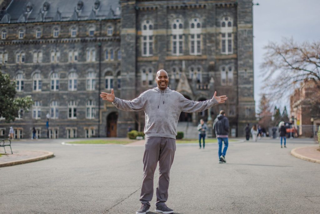 Kenneth Bond visits Georgetown University for the first time since being freed.
