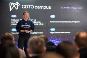 Valeriya Ionan, deputy minister of digital transformation of Ukraine for European integration spoke during the launch event of the CDTO Campus on November 28, 2023, in Kyiv, Ukraine.
