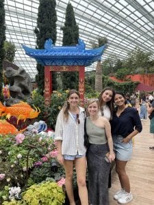 Talia Stringfellow (MPP’25), Amelie D'Hers (MS-DSPP‘25), Juanita Santamaria (LLM’25) and Vinuri Dissanayake (MPP’25) visited the Flower Dome while traveling in Singapore.