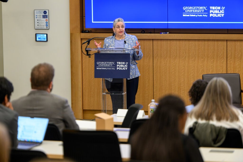 Federal Election Commission Vice Chair Ellen Weintraub delivers the event's keynote remarks