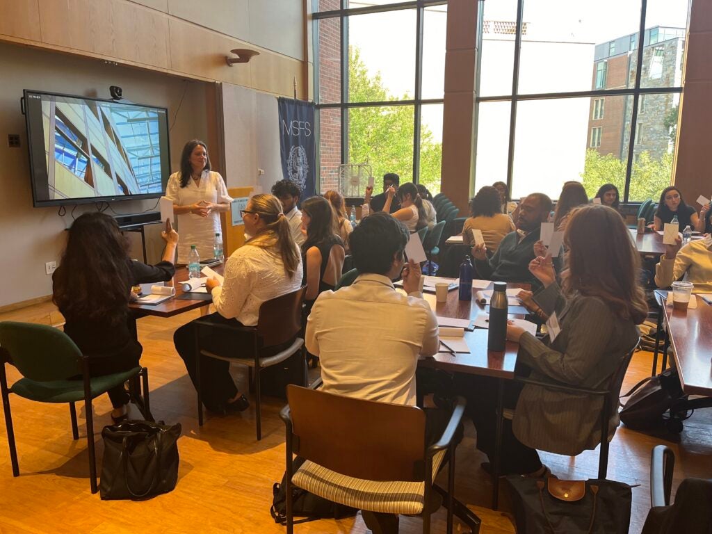 Rachel Milner Gillers, associate professor at the McCourt School and director of the Georgetown Conflict Transformation Lab, led a session on negotiation strategies and graduate school admissions.