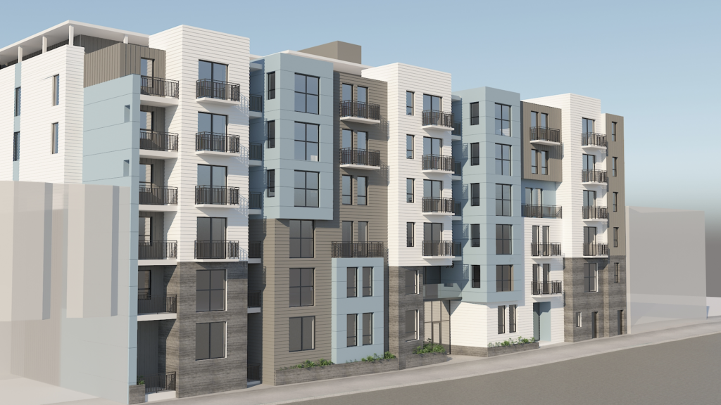 Architectural rendering of 5250 Third Street housing development in San Francisco, CA