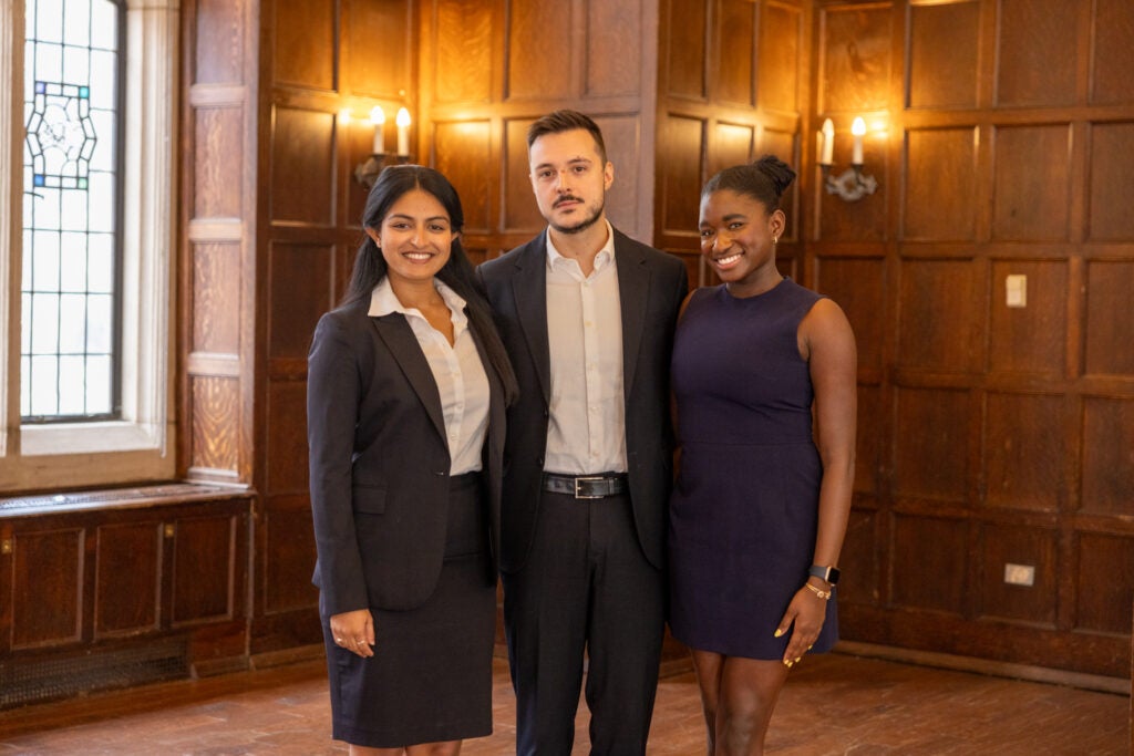 Vinuri Dissanayake (MPP’25), Filip Kulakov (MPP'25) and Abril Hunter (MPP’25) were named 2024 Georgetown Public Policy Challenge finalists for their proposal “A Jury of Your Peers.”