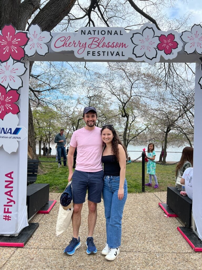 Doucette and Cosme at the National Cherry Blossom Festival.