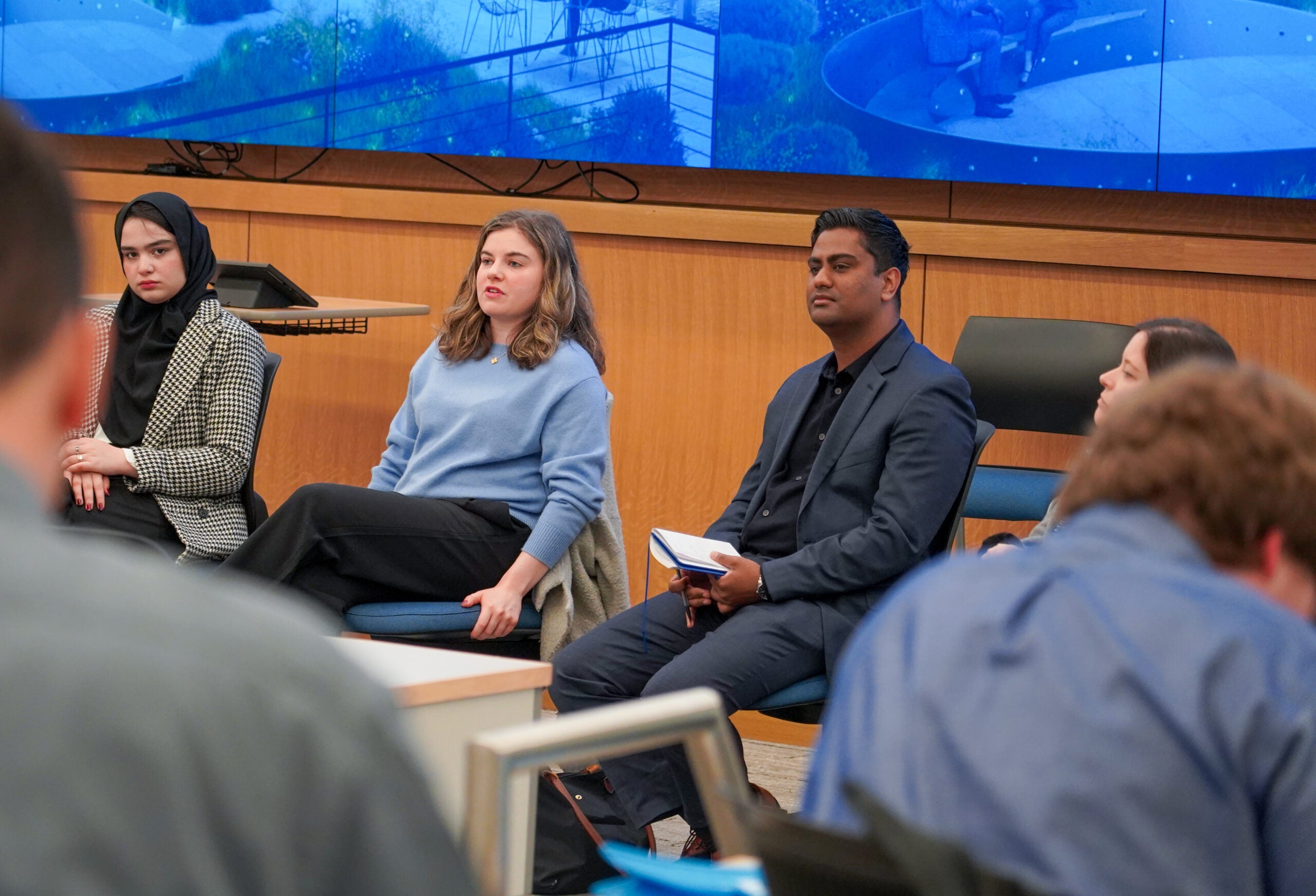 Hollabi answers questions at the 2025 McCourt School Admitted Students Day.