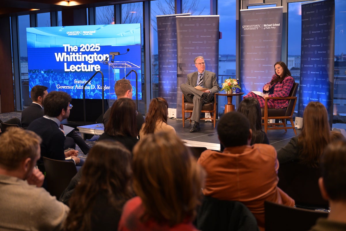 Adriana Kugler, Federal Reserve Board of Governors, takes questions during Whittington Lecture