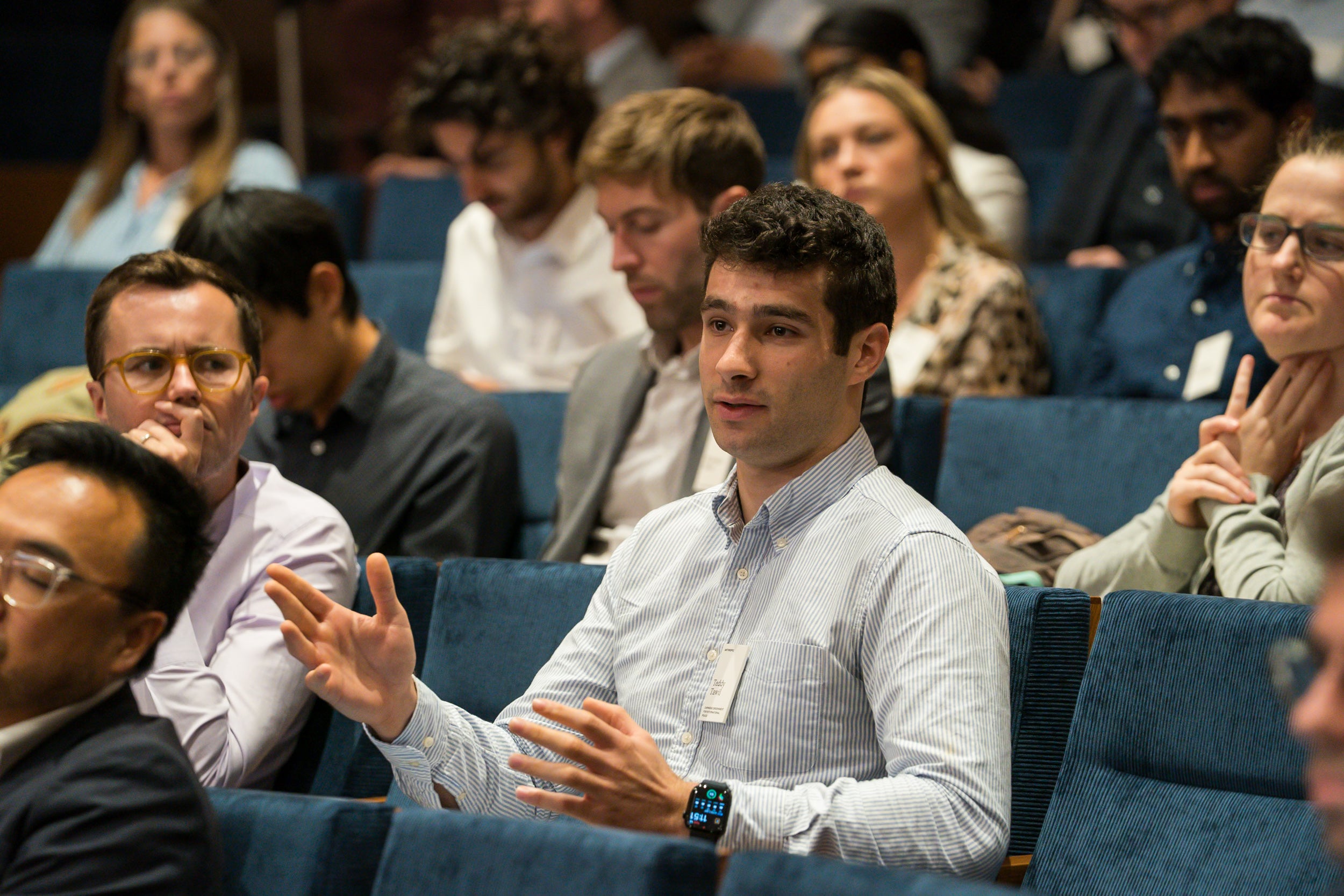 Audience member asks question during Anthropic event
