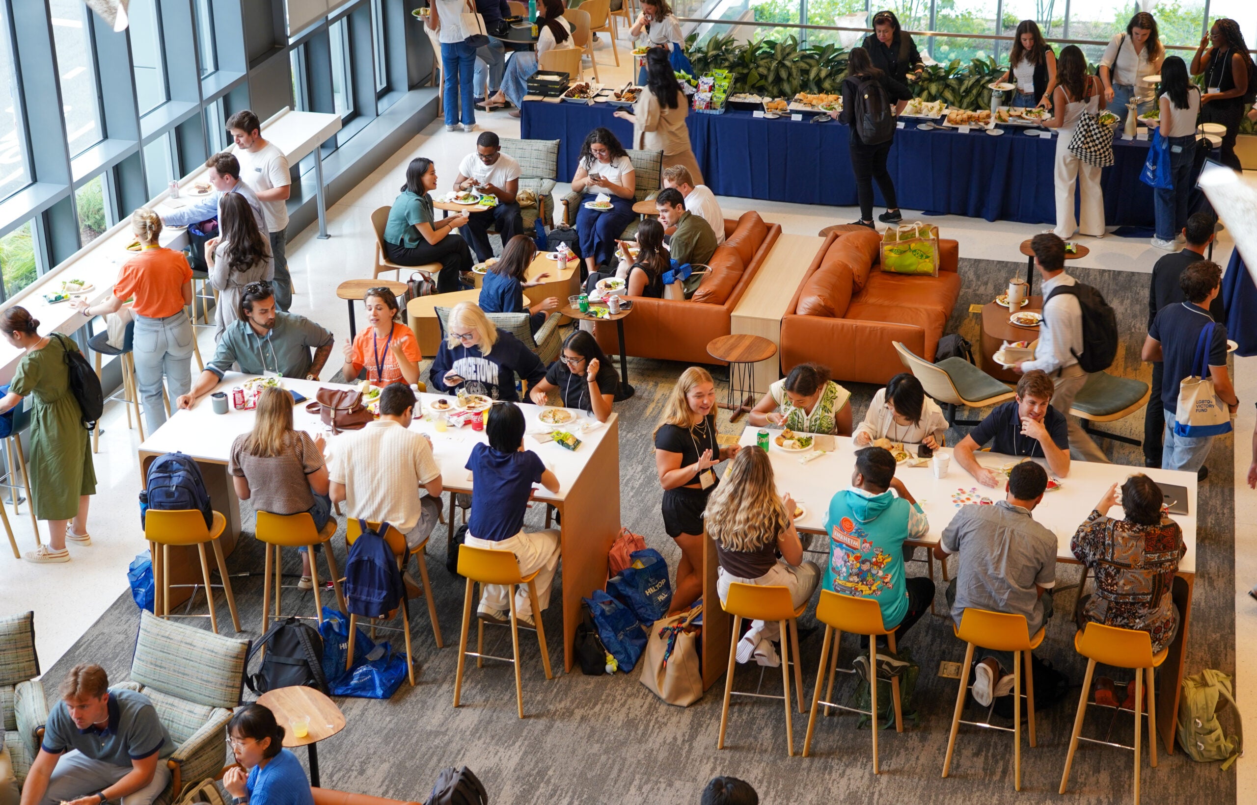 Students on McCourt's second floor open space