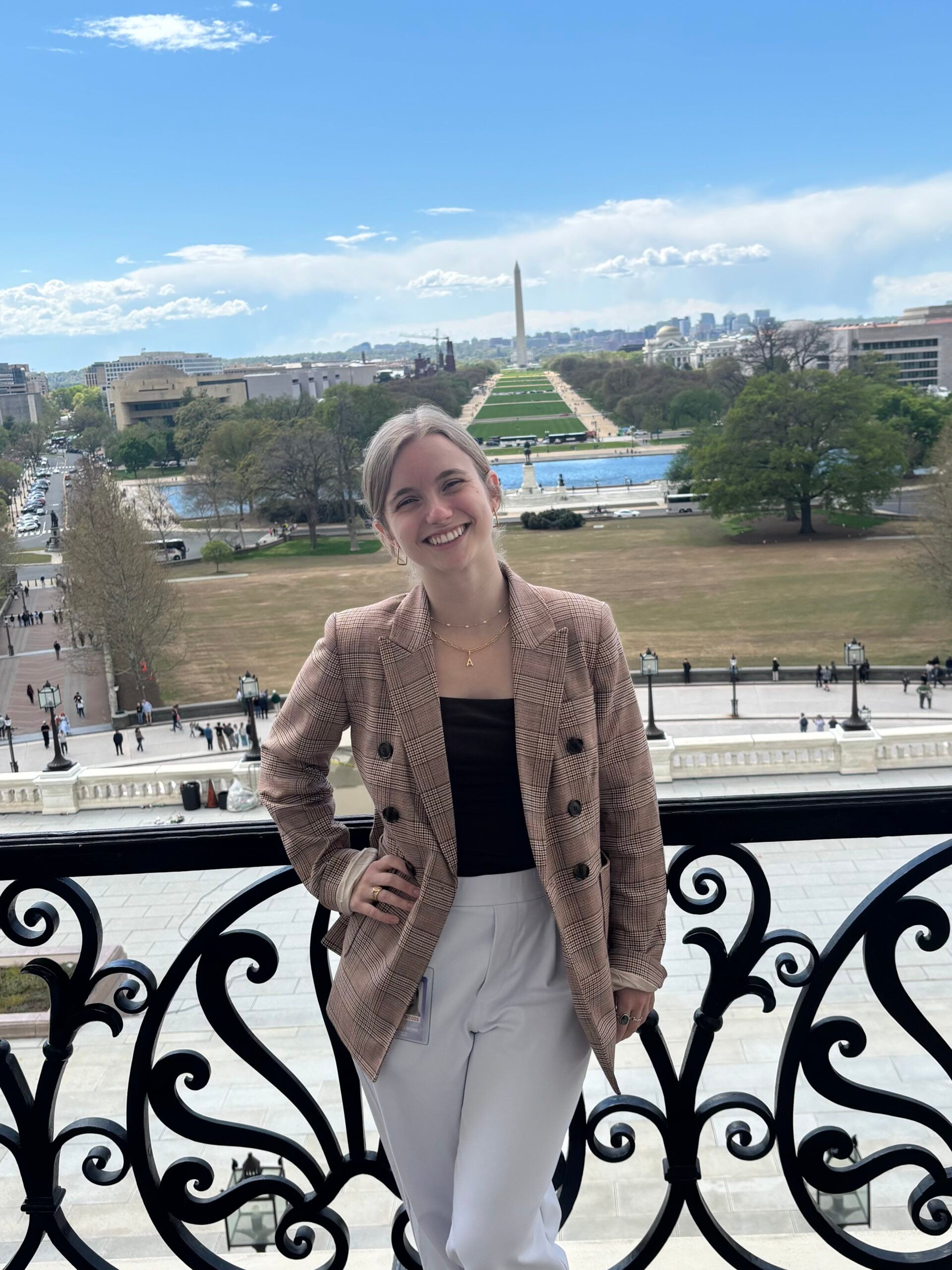 Amelie D'Hers (MS-DSPP'25) standing out front the US Capitol