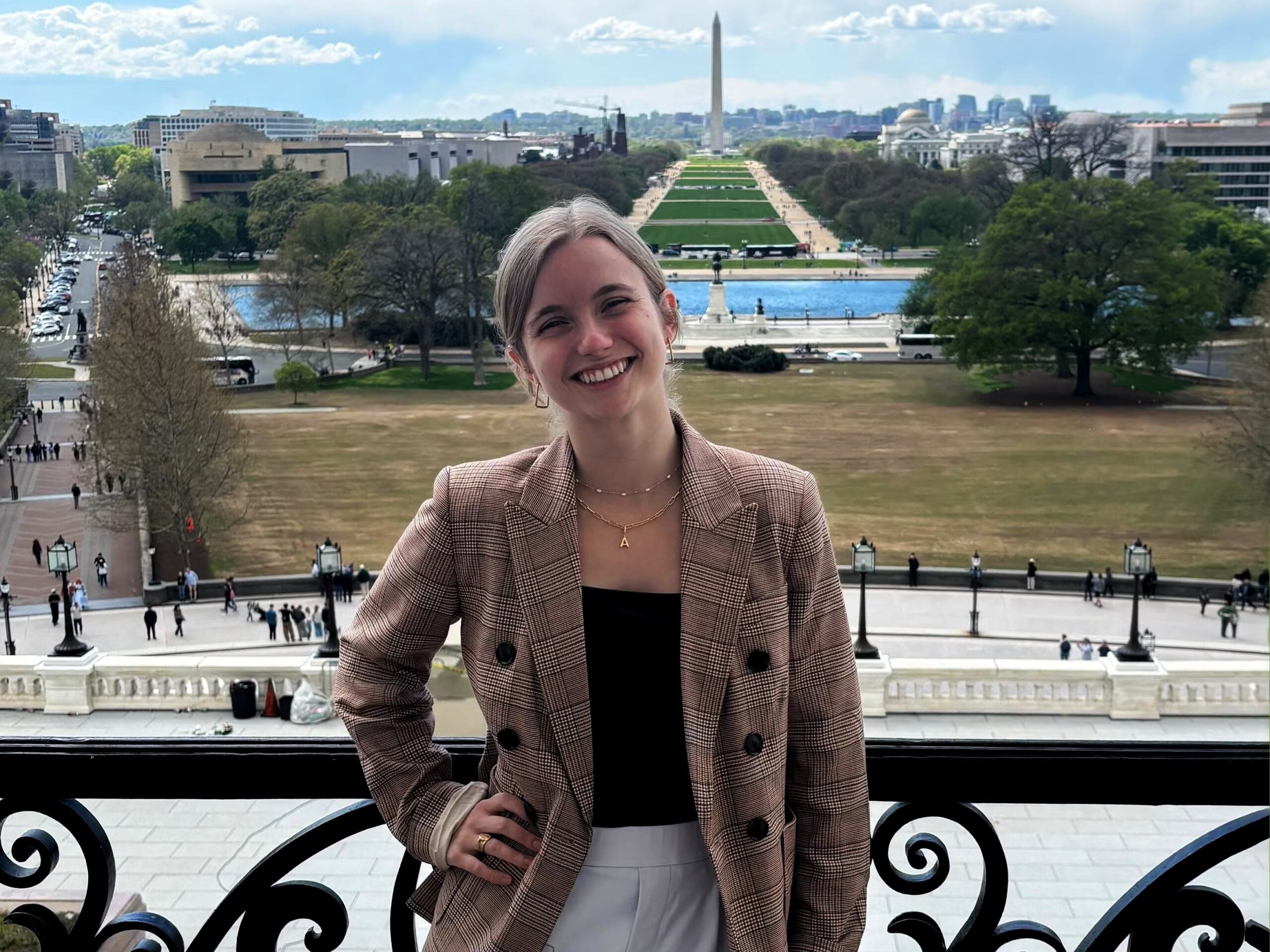 Amelie D'Hers (MS-DSPP'25) standing out front the US Capitol