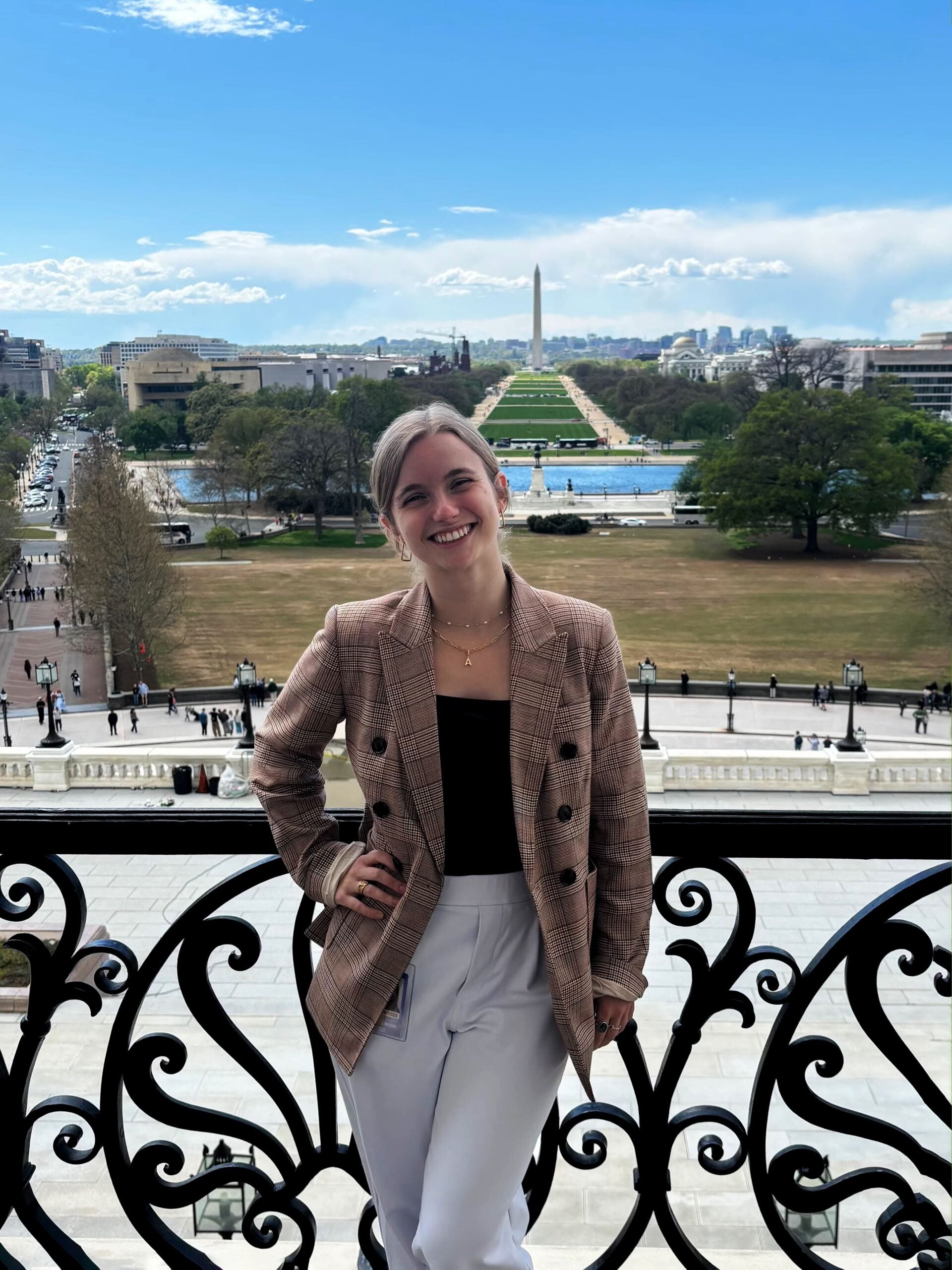 Amelie D'Hers (MS-DSPP'25) standing out front the US Capitol
