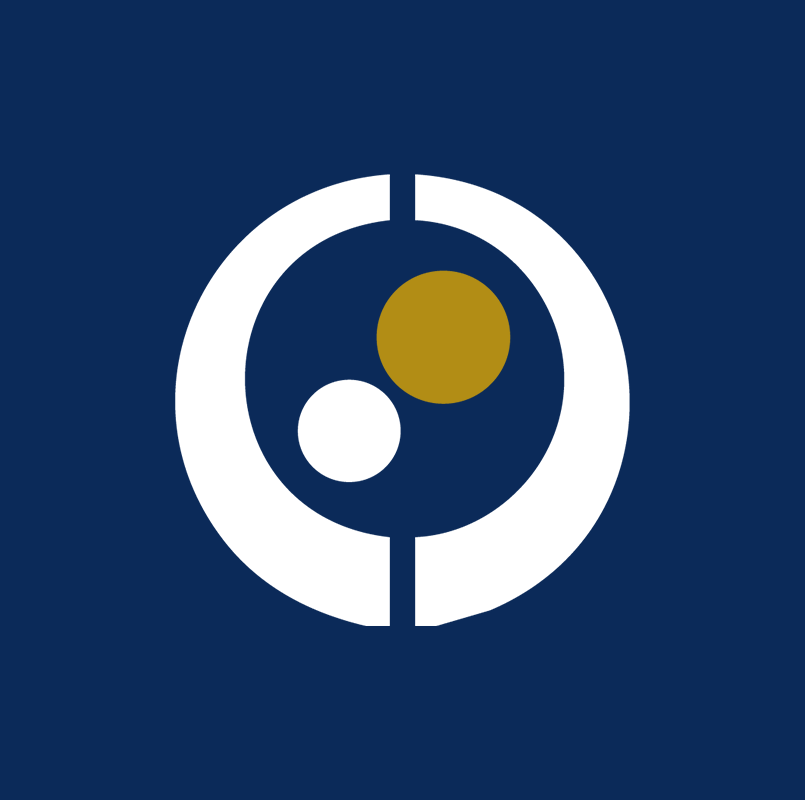 square CCF logo on Georgetown blue background
