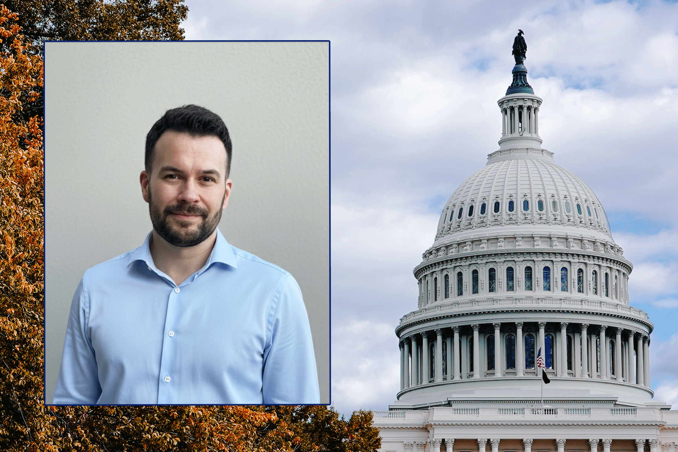 Ambrogi headshot with background of US Capitol in the Fall