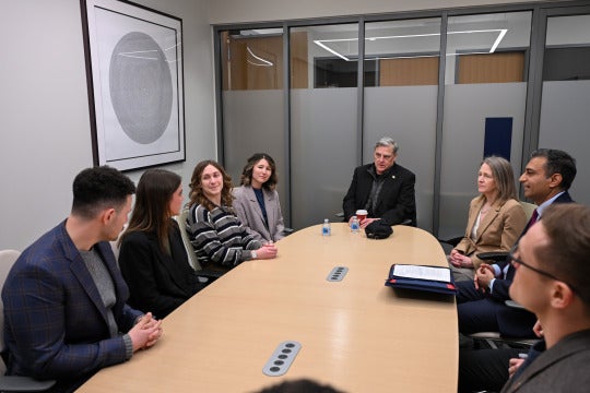 Along with speaking at the McCourt School, General Milley met with NDPI students and McCourt School Dean Carole Gresenz.