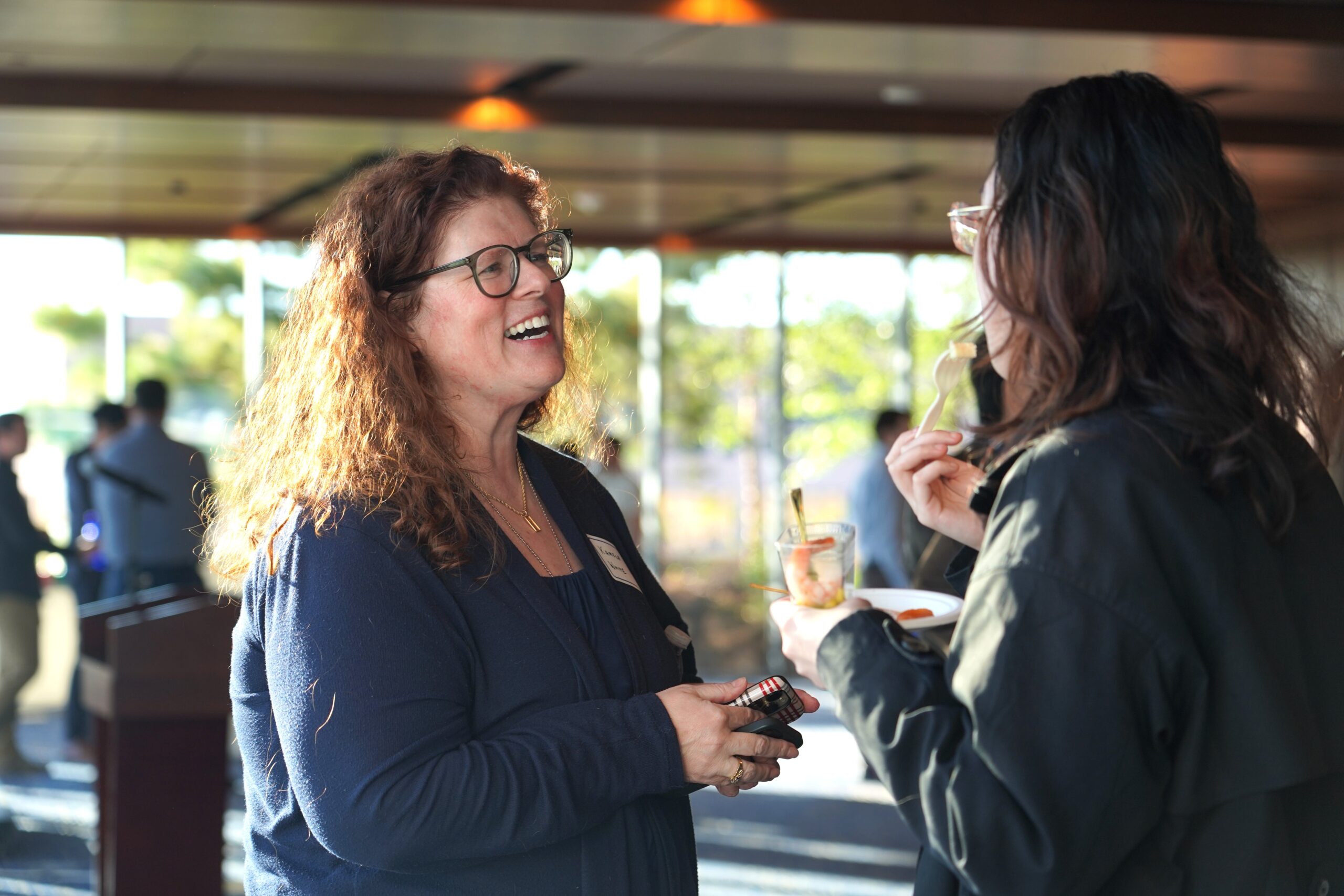 Two people engaging in conversation