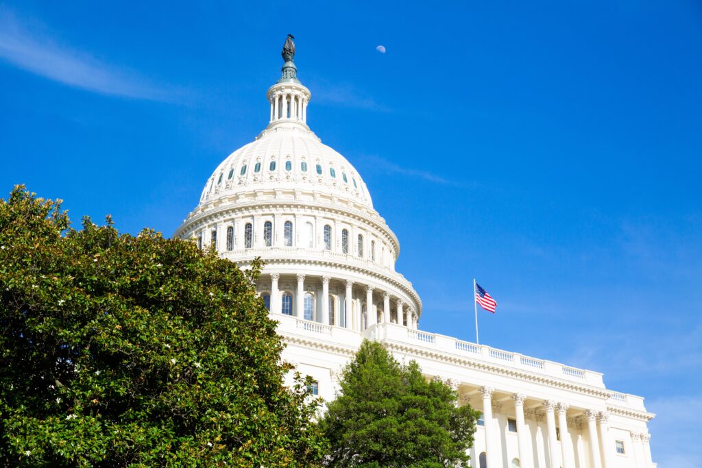 US Capitol during bright blue day