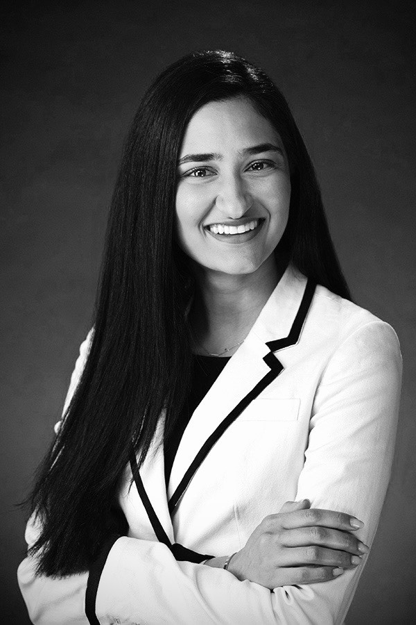 Black-and-white headshot of Megan Shahi