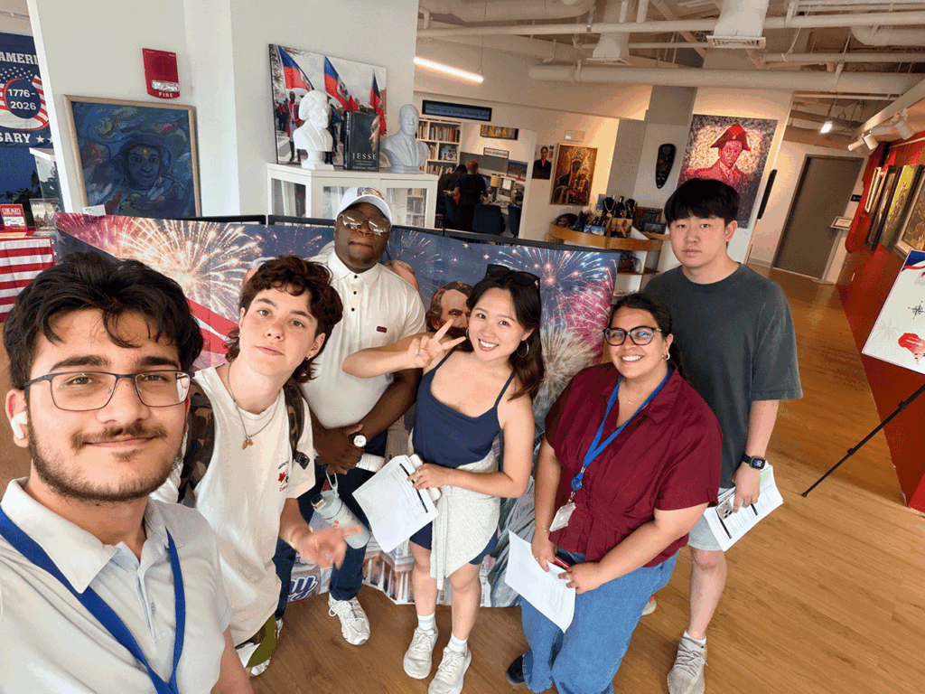 Group of people in USA 250 exhibit