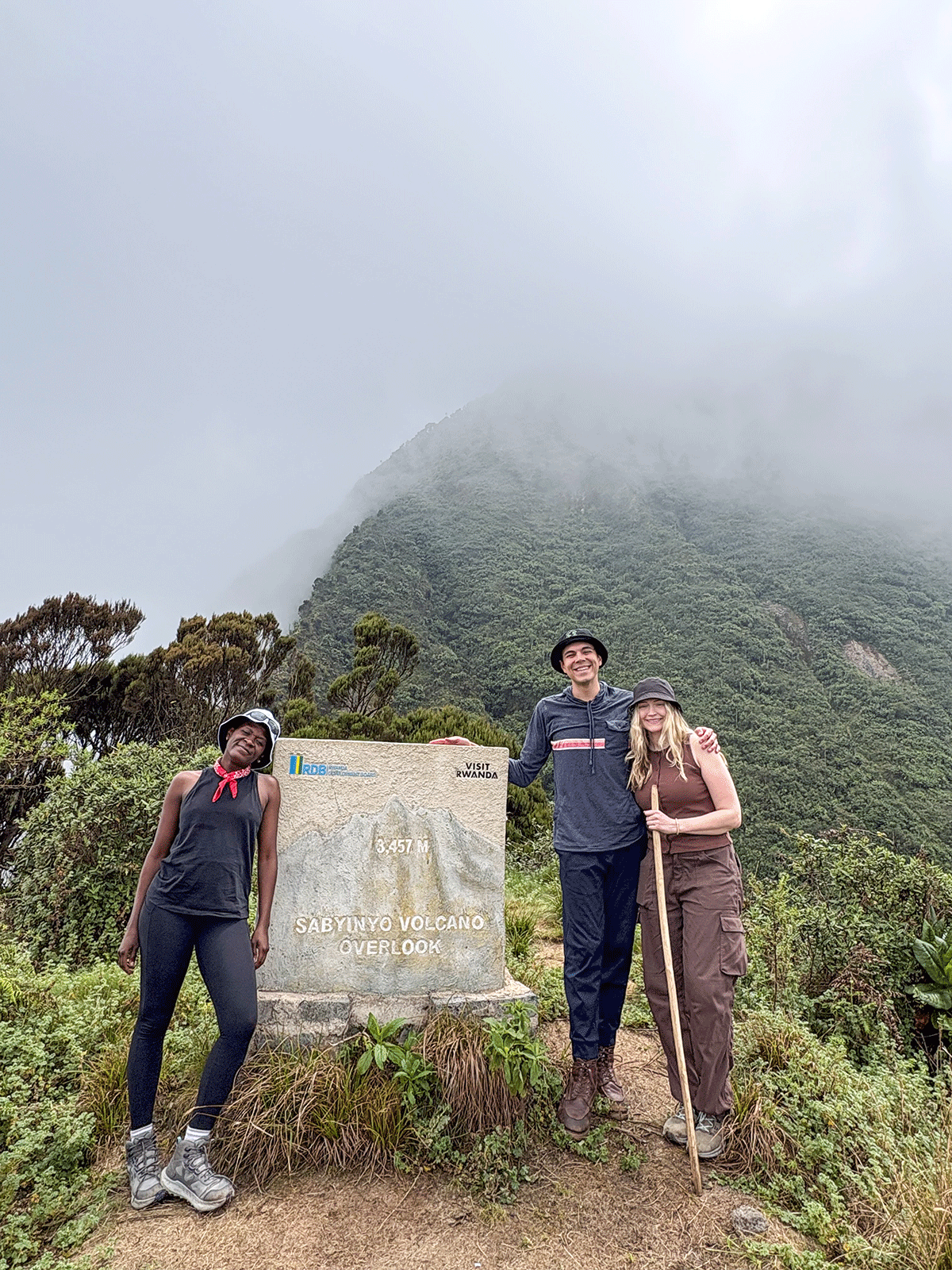 Amy Azania, Gavin Ali Gondalwala and Lynzee Lee at base of volcano