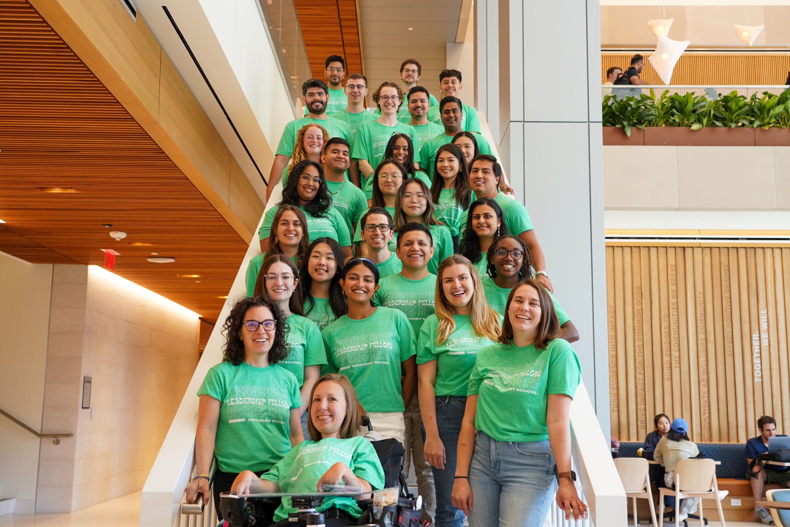 The Leadership Fellows, led by Jaclyn Clevenger and Jennifer Tobin, associate professor of public policy, help administer McCourt Foundations.