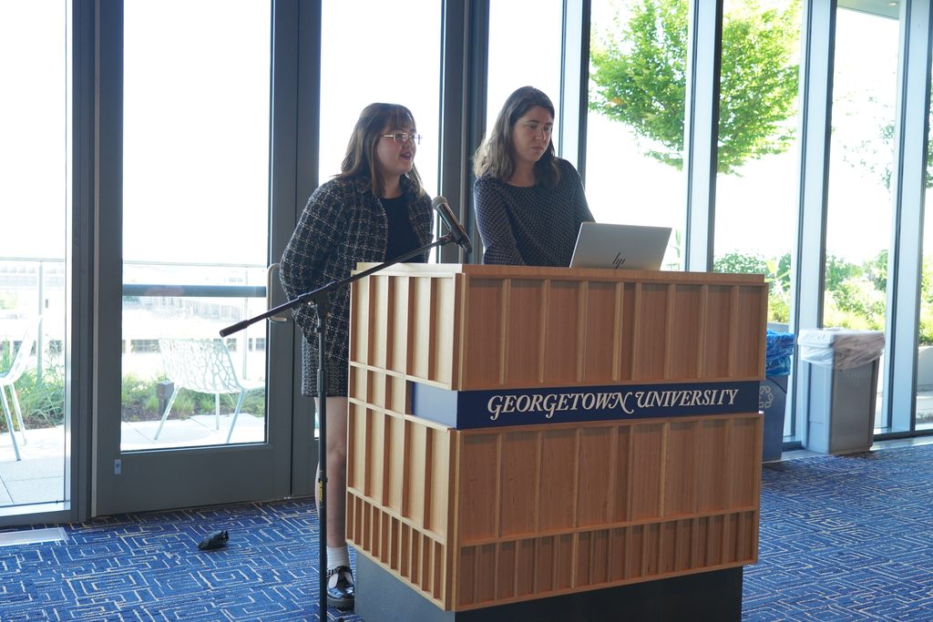 Morgan Rapsky (MPP'27) and Katie Kolodziej (MPP'27) present findings at annual PIL showcase.