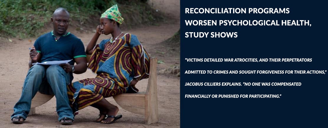 Post-conflict reconciliation promotes societal healing, but reduces victims’ psychological health, worsening depression, anxiety