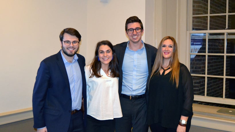 Winning team of the Public Policy Challenge: Erich Denk, Samantha Night, Kevin Washam, and Tina Meins